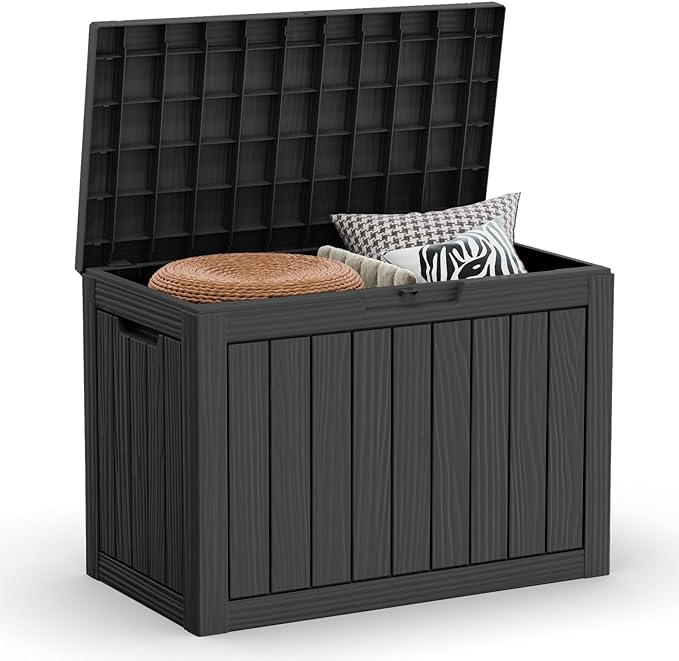 DRATO 45 Gallon Deck Box, Outdoor Storage Box for Patio Furniture, Patio Cushions, Gardening Tools, Pool Supplies 480lbs Weight Capacity,Waterproof Resin Storage Boxes