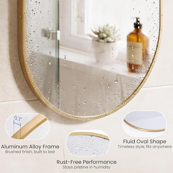 Sweetcrispy 20" x 30" Gold Bathroom Mirror - Image 2