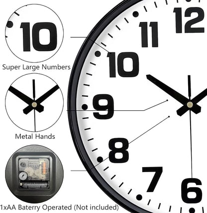 Modern Silent Wall Clock, 10inch Non-Ticking Analog Battery Operated Clock - Image 6