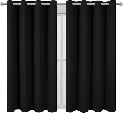 LEMOMO Black Blackout Curtains 52 x 63 Inch Length/Set of 2 Curtain - Image 2