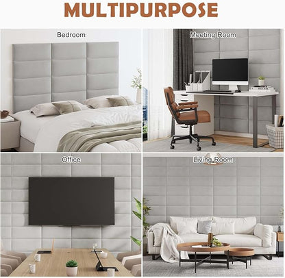 IFNOW Wall Mounted Upholstered Headboard Full, 3D Peel and Stick Soundproof - Image 7