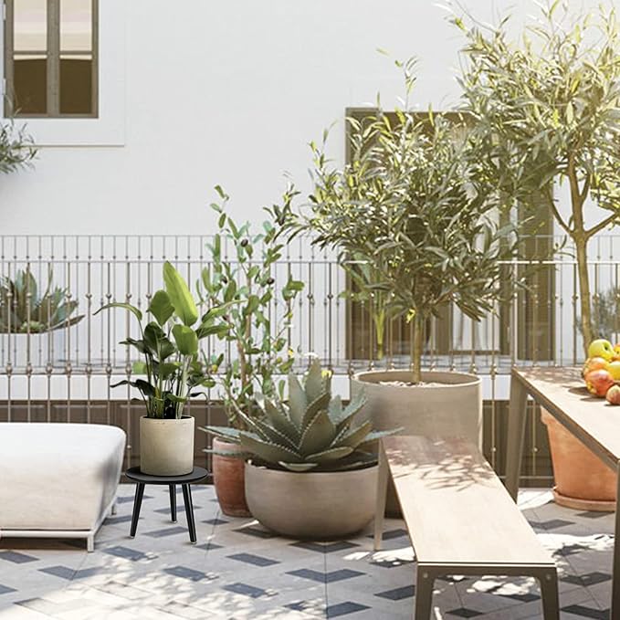 Indoor Plant Stand - Uneedem Wood Mid Century Plant Stand for Indoor Plants, Modern Plant Table, 8.9" Tall Plant Holder for Flower Pots, Small Round Side Table, End Table