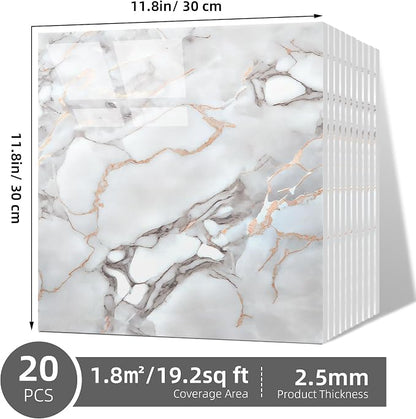 Vieshful 20pcs Peel and Stick Backsplash Tile，12"x12" Self Adhesive Marble Tile - Image 3