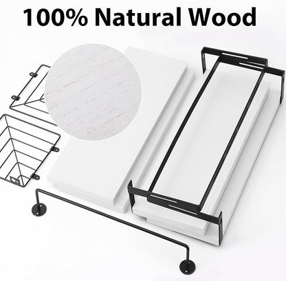 Fixwal Wall Mounted Bathroom Shelves Over Toilet, Rustic Wood Floating Shelves - Image 3