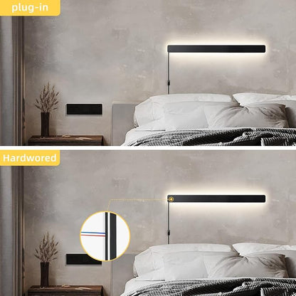 KELUOLY Modern Plug in Wall Sconces, 23.6 inch Frosted Black LED Long Wall - Image 4