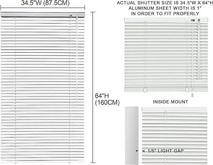 YIIBAII Mini Blinds Suitable for 35" W x 64" H Windows 1" Aluminum Horizontal - Image 6