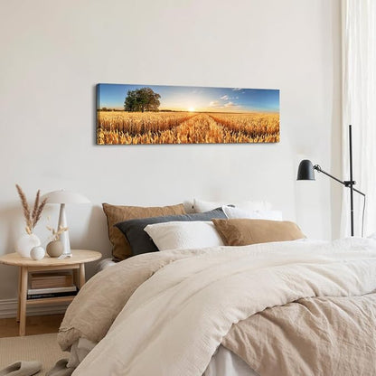 Sunset Forest Wall Art Nature Wheat Field Landscape Pictures Wall Decor - Image 4