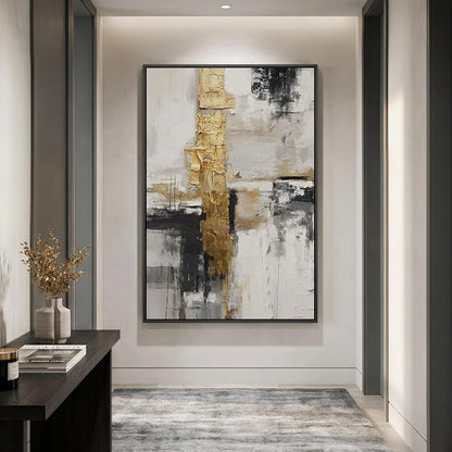 Extra Large Framed Black and White Gold Abstract Wall Art - Image 4
