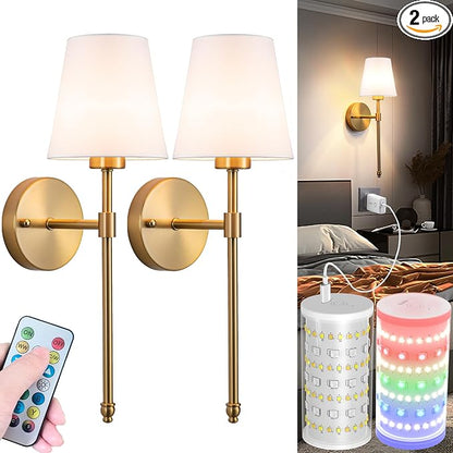 Battery Operated Wall Sconces Set Of 2, Wireless Battery Wall Light by Nekhung