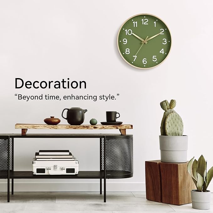 Roymnie Wall Clock 14 Inch Silent Green Wall Clocks Battery Operated- Modern - Image 7