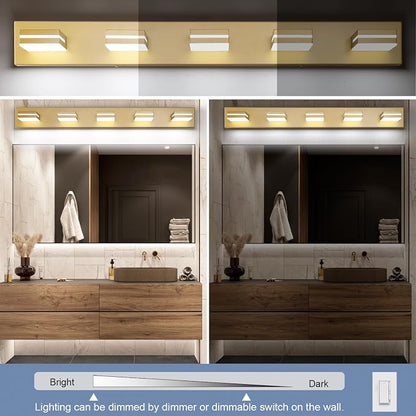 SineRise LED Modern Bathroom Vanity Light Fixtures, Matte Gold Modern Acrylic - Image 5