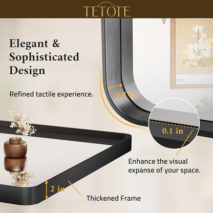 TETOTE 60 x 30 Inch Black Vanity Mirror, Rectangle Matte Metal Frame - Image 4