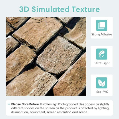 Commomy 3D Faux Stone Wall Panel Peel and Stick Wall Tiles - Image 3