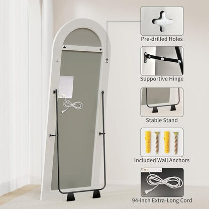 Koonmi LED Arched Full Length Mirror, Lighted Floor Mirrors - Image 6