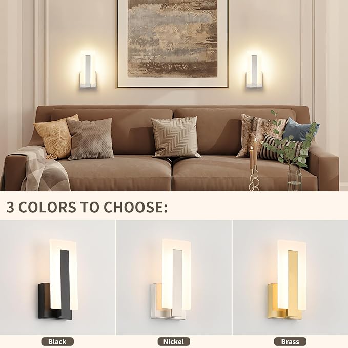 Joosenhouse LED Wall Sconce Set of 2, Hardwired Dimmable Wall Mounted Lights - Image 4