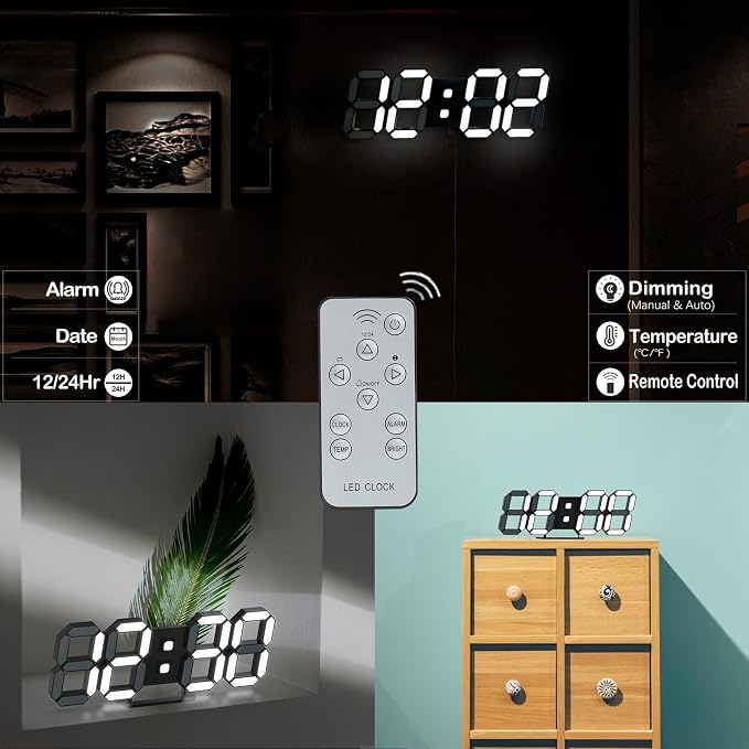 KOSUMOSU Digital Clock 3D LED Wall Clock - Image 2