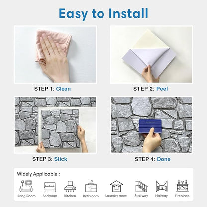 COMSTICKC 3D Faux Stone Wall Panel Peel and Stick Wall Tiles, Ultra-Light Thin - Image 9