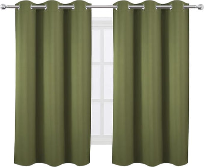 LEMOMO Oilve Green Blackout Curtains 38 x 54 Inch Length/Set of 2 Curtain - Image 2