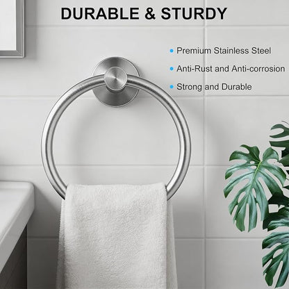 SetSail Towel Holder for Bathroom Wall Silver Towel Ring Stainless Steel Hand - Image 7