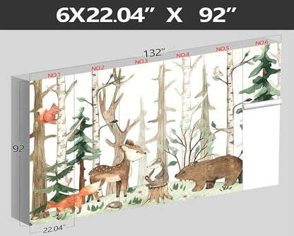 XMPMBM-Cartoon Hand-Painted Animals Woodland Nursery Room Fabric Wallpaper - Image 4