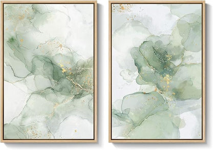 Framed Sage Green Abstract Wall Art - Image 9