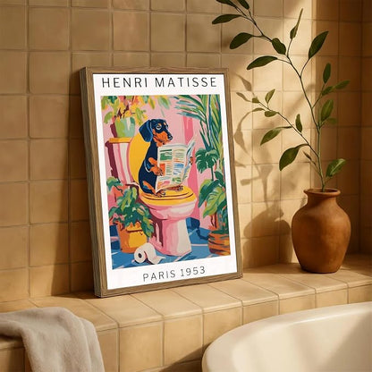 Funny Dachshund Bathroom Wall Art Henri Matisse Dog Bathroom Wall Decor Picture - Image 7