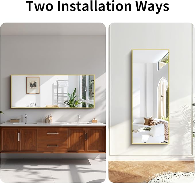 KOCUUY Large Gold Bathroom Mirror, HD Tempered Glass, Anti-Rust Frame, Modern - Image 7