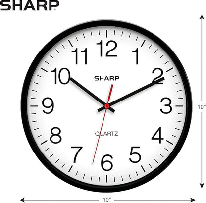 Sharp Wall Clock Silent Non Ticking 10 Inch Quality Quartz Battery Operated - Image 3