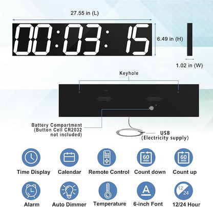 CHKOSDA Digital Wall Clock, Oversize Led Digital Clock - Image 2