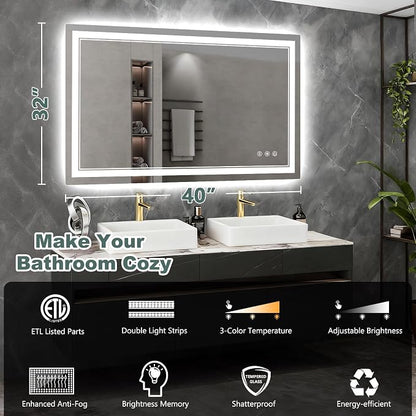 40x32 Inch LED Bathroom Mirror - Image 2