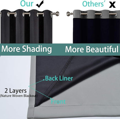 Yakamok Gray 100% Blackout Curtains 45 Inches Long, Full Light Blocking Thermal - Image 5