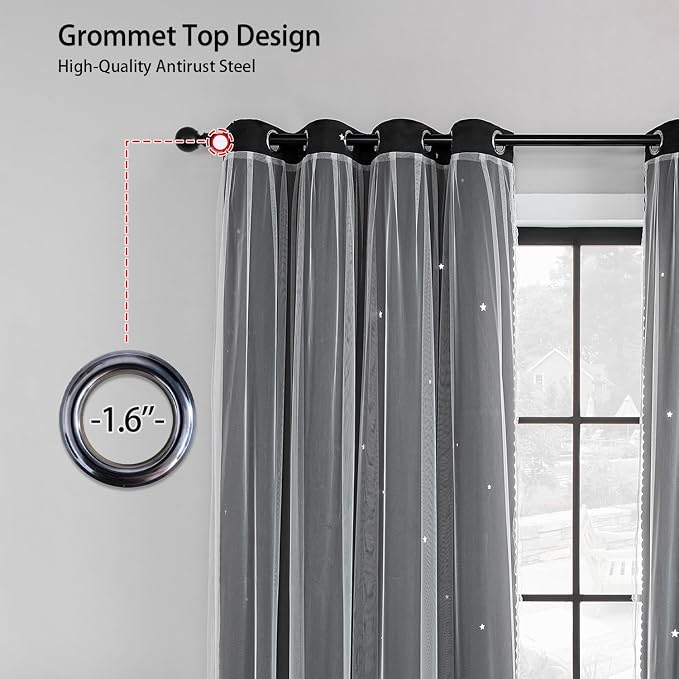 XiDi Blackout Curtains for Bedroom, Bedroom Drapes for Kids, Unicorn Curtains - Image 4