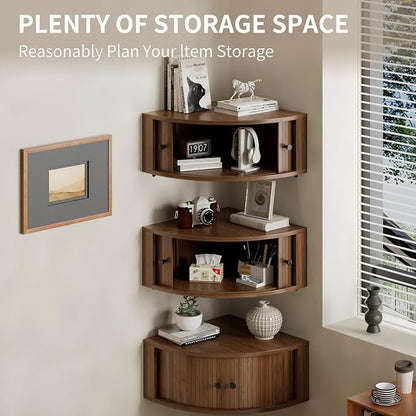 Corner Shelves Wall Cabinet Set of 3, Floating Corner Shelf Organizer - Image 3