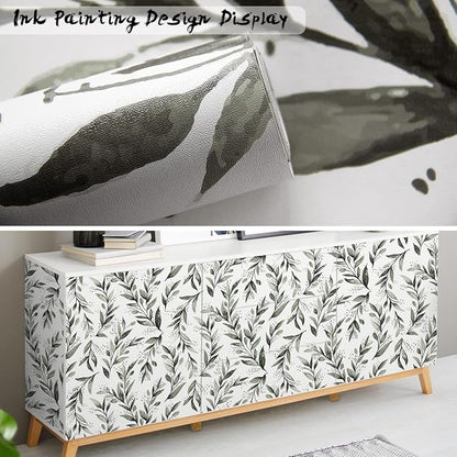 Livebor Green Leaf Peel and Stick Wallpaper Olive Leaf Contact Paper 17.7inch x - Image 4