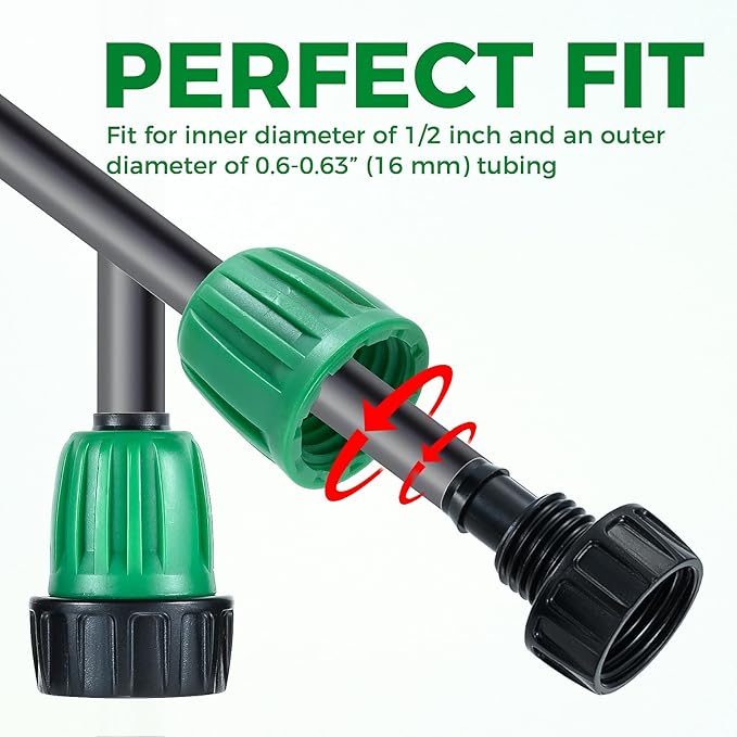 12 Pcs 1/2 Inch Drip Irrigation Tubing Faucet Garden Hose Adapter, 3/4" to 1/2" Drip Irrigation Tubing Hose Adapter, 3/4 Inch Faucet Connector Garden Hose Adapter Black and Green