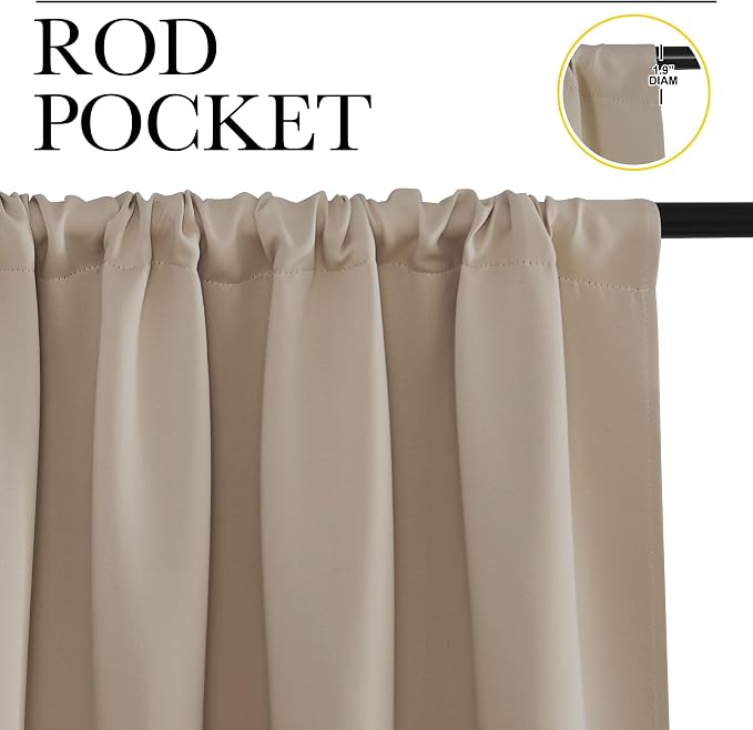NICETOWN Kitchen Curtains, Short Blackout Drapes, Thermal Insulated Blackout - Image 2
