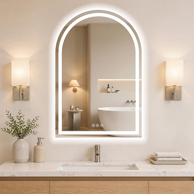 Arched LED Bathroom Mirrors by WISSMILESHOME