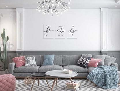 GUBIYU White Family Wall Decor Home Wall Art Set of 3 - Image 3