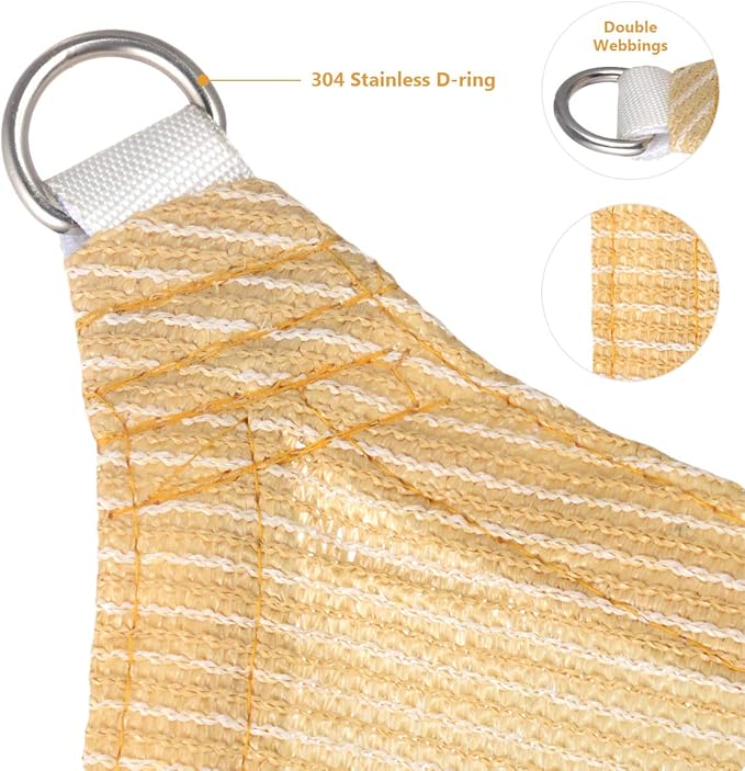 Eden's Decor Straight Flat-Edged Sun Shade Sail Rectangular 10' x 21' Beige UV-Blocking Outdoor Canopy Fabric Cloth Awning for Pergola Patio Garden Backyard Custom Size