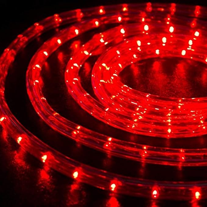 50ft LED Rope Lights Outdoor, 360 LED Connectable and Flexible Tube Lights with 8 Modes, Waterproof LED Rope Lighting for Garden, Patio, Pool, Bedroom, Party, Indoor Outdoor Christmas Decoration (Red)