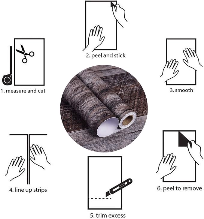 WENMER 17.71" x 118" Grey Wood Peel and Stick Shiplap Self-Adhesive Wallpaper - Image 7
