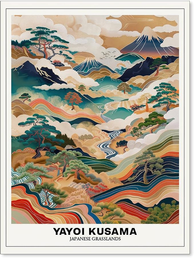 Vintage Yayoi Kusama Grasslands Posters Japanese Wall Art Yayoi Kusama Abstract by Unknown