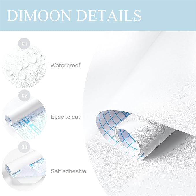 Dimoon 590''x17.7'' Peel and Stick Wallpaper White Contact Paper - Image 3