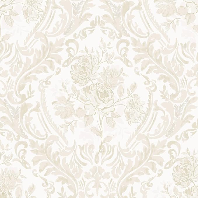Ismoon Floral Peel and Stick Wallpaper Vintage Beige Contact Paper Boho by Ismoon