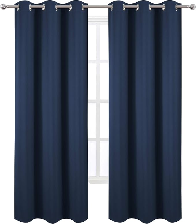 LEMOMO Navy Blue Thermal Blackout Curtains/42 x 95 Inch/Set of 2 Panels Room - Image 2