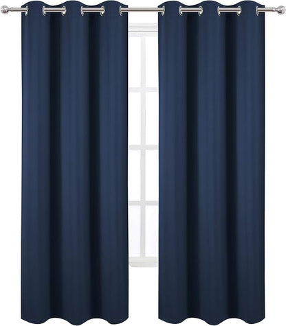LEMOMO Navy Blue Thermal Blackout Curtains/42 x 95 Inch/Set of 2 Panels Room - Image 2