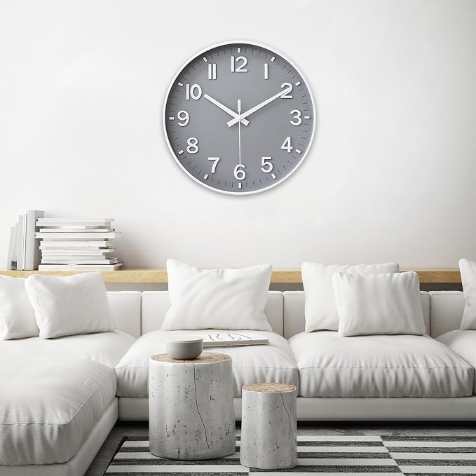 HZDHCLH Wall Clocks Battery Operated, Wall Clock Gray, 12 inch Wall Clock - Image 7