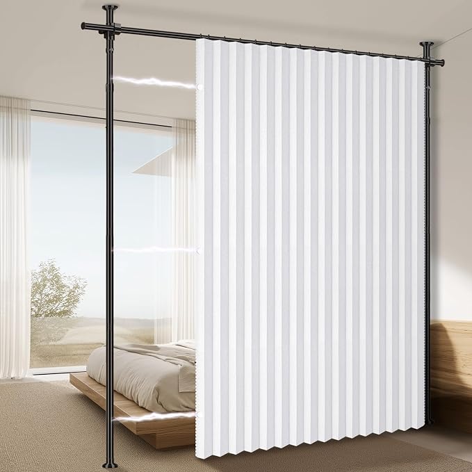 100% Blackout Room Divider Curtains Sets White W100 x L84 in 1 Panel No Drill by AJAZZ
