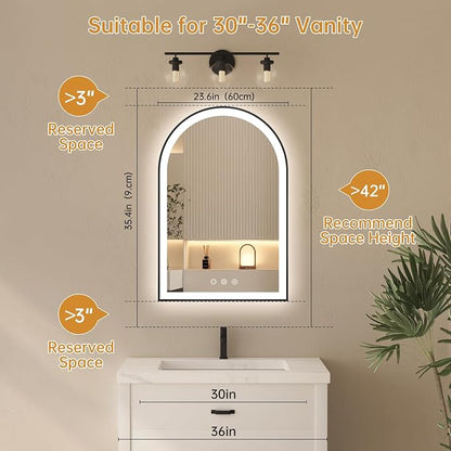 Arched LED Bathroom Mirror 24"x36", Dimmable-LED Mirror - Image 9