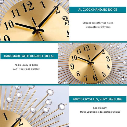 Large Wall Clocks for Living Room Decor Modern Gold Silent Wall Clock Battery - Image 5